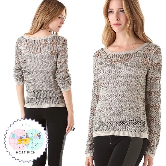 Alice + Olivia Sweaters - ALICE + OLIVIA Taupe Brenna Beaded Crochet Sweater